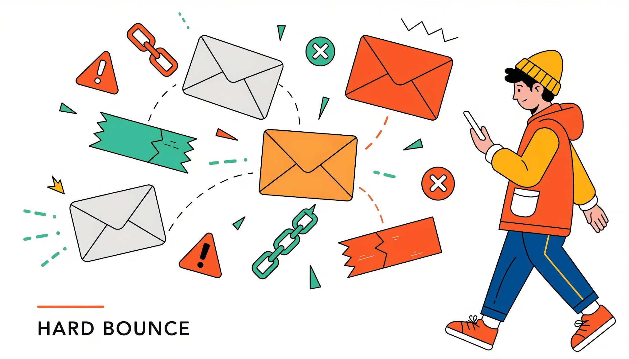 Visual representation of hard bounces impacting email deliverability
